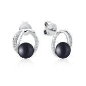 Cercei perle naturale negre de argint cu cristale DiAmanti SK22112E-B-G